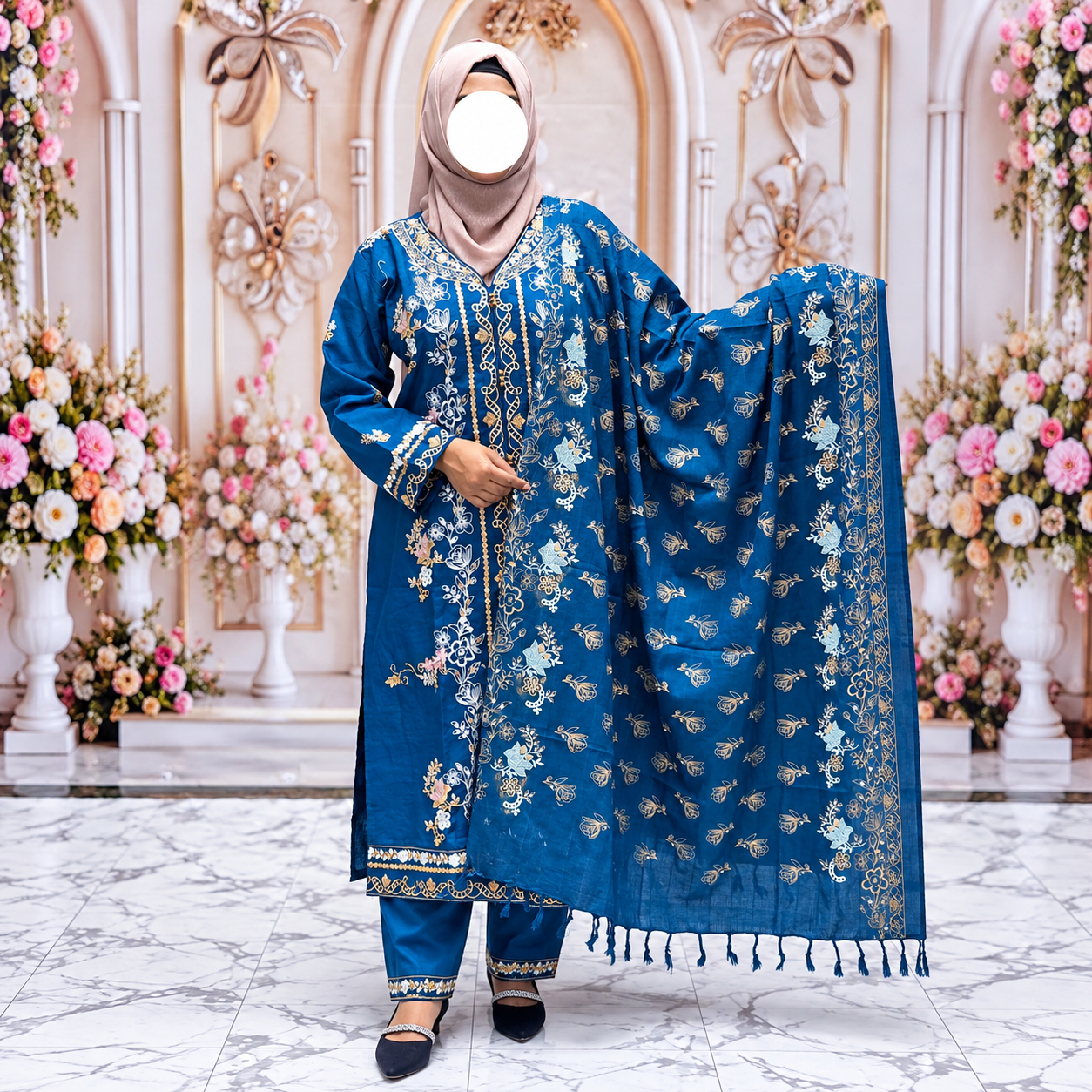 Premium Jaipuri Karchupi Cotton Three Piece for Women