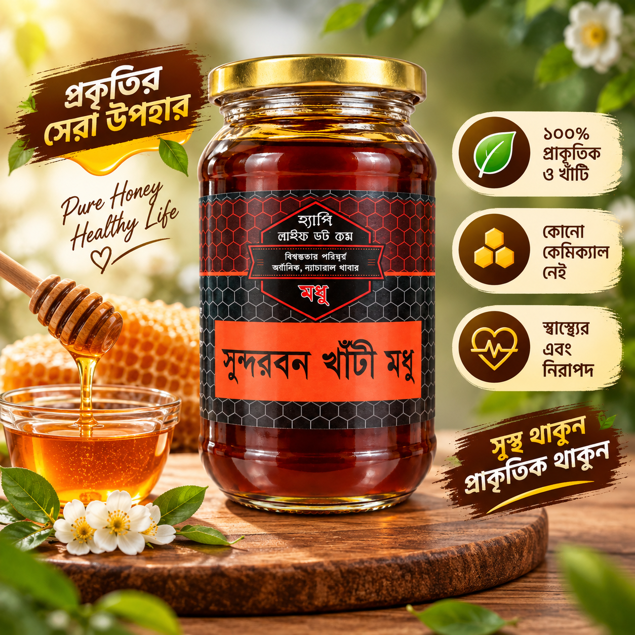 Happy Life Pure Sundarban Natural Honey - 500g