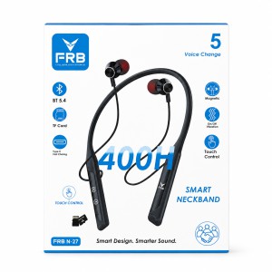 FRB N-27 Smart Wireless Neckband Earphone – Bluetooth 5.4 In-Ear Headset with 400H Battery Life, TF Card Slot, Type-C Fast Charging, Touch Control & Voice Change Feature