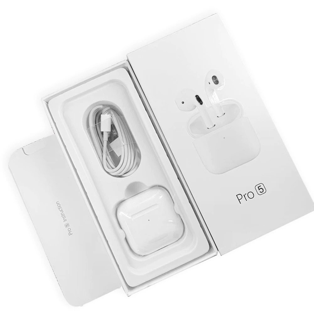 Pro 5 Airpods Bluetooth Wireless Earphones with Charging Case - White ...