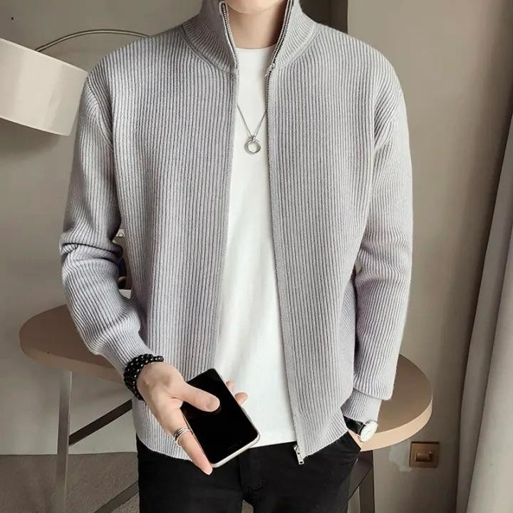 Men's Rib jacket Ash Colour (Full Zipper) || 11521