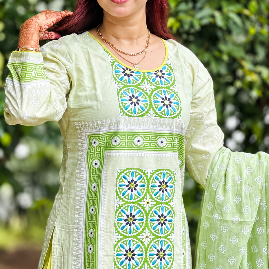 Premium Aarong Cotton Readymade Three Piece with Sequin Work - ছবি 1
